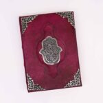 Heafty Red Tan Book - Zinc Hamsa Decor - 200 Deckle Edges Pages - 26x18cm - immagine 2