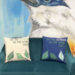 Printed Cotton Cushion Cover - We are Leaves - Blue - immagine 12
