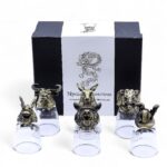 Gift Set of 6 Shot Glasses (50ml) - Wild Forest Creatures - Antique Bronze