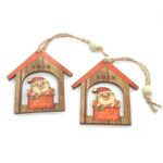 Pack of 2 Christmas Wooden Craft Decoration - Xmas Santa Gift - immagine 4