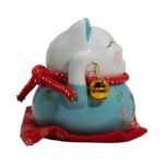 Ceramic Money Cat Bank - Blue on Cushion - immagine 3