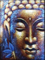 Buddah Painting - Gold Face & Lotus Flower - immagine 4
