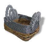Banana Leaf & Abu-Abu Raffia Square Basket- Set of 3