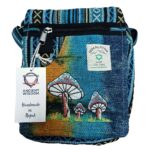 Hemp Embroidery Mushroom Party Bag - Green Mushrooms