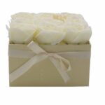 Soap Flower Gift Bouquet - 9 Cream Roses - Square - immagine 6
