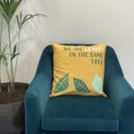 Printed Cotton Cushion Cover - We are Leaves - Blue - immagine 13