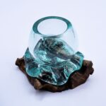 Molten Glass Mini Goldfish Bowl on Wood 20cm - immagine 3