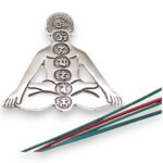 Polished Aluminum Seven Chakra Yoga Incense Holder 12x12cm - immagine 4