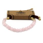 18K Gold Plated Gemstone Bordeaux String Bracelet - Rose Quartz - immagine 4