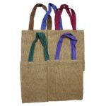 Large Jute Tote Bag - Red Colour Handle - immagine 7