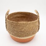 Straw & Seagrass Large Baskets - Natural & Orange- Set of 3 - immagine 4