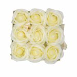 Soap Flower Gift Bouquet - 9 Cream Roses - Square - immagine 7