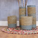 Seagrass & Abu-Abu Raffia Set - 2 Vase & 2 Bins - immagine 8