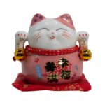 Ceramic Money Cat Bank - Pink on Cushion - immagine 2