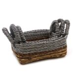 Banana Leaf & Abu-Abu Raffia Square Basket- Set of 3 - immagine 7