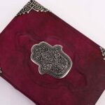 Heafty Red Tan Book - Zinc Hamsa Decor - 200 Deckle Edges Pages - 26x18cm - immagine 5