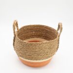 Straw & Seagrass Large Baskets - Natural & Orange- Set of 3 - immagine 3