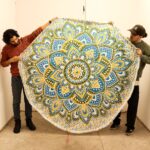 Large Mandala Roundy Art (180cm) - Yellow & Blue - immagine 2