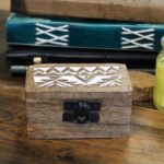 White Washed Wooden Box - Pill Box Slavic Design - immagine 5