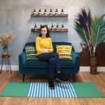 Indian Cotton Rug - 70x170cm - Blue/ Green - immagine 7