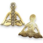 Gold Aluminum Seven Chakra Yoga Incense Holder 12x12cm - immagine 2