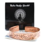Copper Tibetan Bracelet - Wide Tribal Swirls - immagine 3