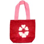 Natural Tye-Dye Cotton Bag (8oz) - 38x42x12cm - Maroon Flower - Pink Handle - immagine 3