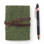 Fat Deckled Leather Notebook – Green Maze Pattern – 12.7×8.9 cm - immagine 4