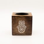 Square Mango Wood Oil Burner  - Hamsa - immagine 5