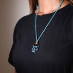 Crystal Gemstone Necklace Cord 45cm/18inch - Blue - immagine 4