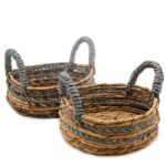Banana Leaf & Abu-abu Raffia Basket- Set of 2 - immagine 2