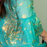 Nomad Sari On the Med Turquoise & Gold Coral Print Dress (M/L) - immagine 2