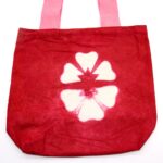 Natural Tye-Dye Cotton Bag (8oz) - 38x42x12cm - Maroon Flower - Pink Handle - immagine 4