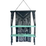Black Macrame Hanging Shelves - Turquoise - immagine 5