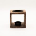 Square Mango Wood Oil Burner  - Hamsa - immagine 2