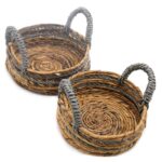 Banana Leaf & Abu-abu Raffia Basket- Set of 2 - immagine 3