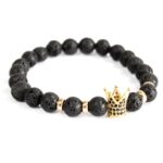 Gold Crown / Lava Stone - Gemstone Bracelet - immagine 3