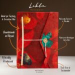 Lokta Bold Floral Notebook – Large (21x15cm) – 45 Leaves – Includes Bookmark – Ruby - immagine 2
