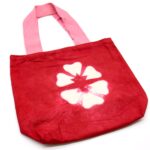 Natural Tye-Dye Cotton Bag (8oz) - 38x42x12cm - Maroon Flower - Pink Handle - immagine 5