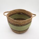 Cotton & Seagrass Large Baskets - Natural Black & Green- Set of 3 - immagine 2