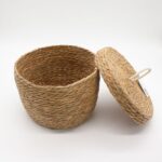 Seagrass & Cotton Round Baskets with Lids - Natural - Set of 3 - immagine 3