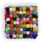 Felt Ball Square Coasters - 10cm Multi Grey colour (set of 4) - immagine 2