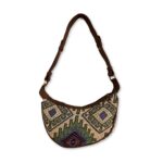 Jacquard Hobo Bag - Geo-Geen (brown strap) - immagine 2