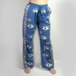(ML) Nomad Sari On the Med Collection - Lounge Pants - Rich Blue & Gold Hand Painted Evil Eye Design - immagine 6