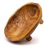 Smooth Teakwood Fruit Bowl on Legs - 30x23x10cm - immagine 2