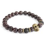 Bronze Skull / Blood Stone - Gemstone Bracelet - immagine 2