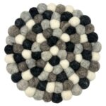Felt Ball Round Placemat- 20cm Multi  Grey Colour