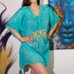 Nomad Sari On the Med Collection - Kaftan - Turquoise & Gold Love Design - immagine 3