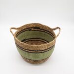 Cotton & Seagrass Large Baskets - Natural Black & Green- Set of 3 - immagine 3