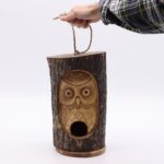 Tree Trunk Face - Bird House - Wise Owl - immagine 2